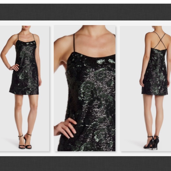 NEW $278 Vera Wang Sequin Cocktail Dress in Black/Green Size 2 - Picture 1 of 9